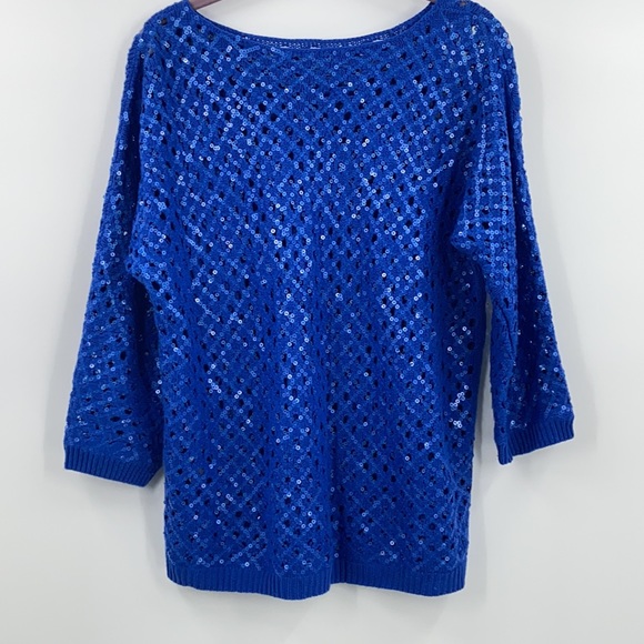 Blue crochet vibe knit sweater with sequins - Picture 9 of 10